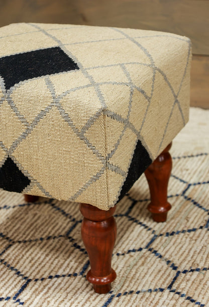 Modern Kilim Rug Foot Stool, J80247