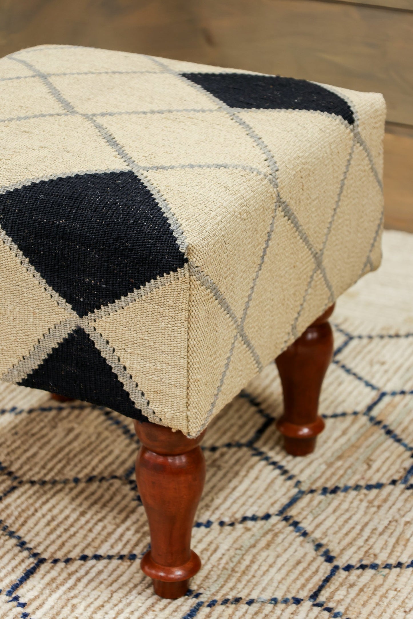 Modern Kilim Rug Foot Stool, J80249