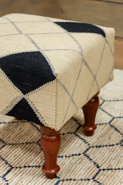 Modern Kilim Rug Foot Stool, J80249