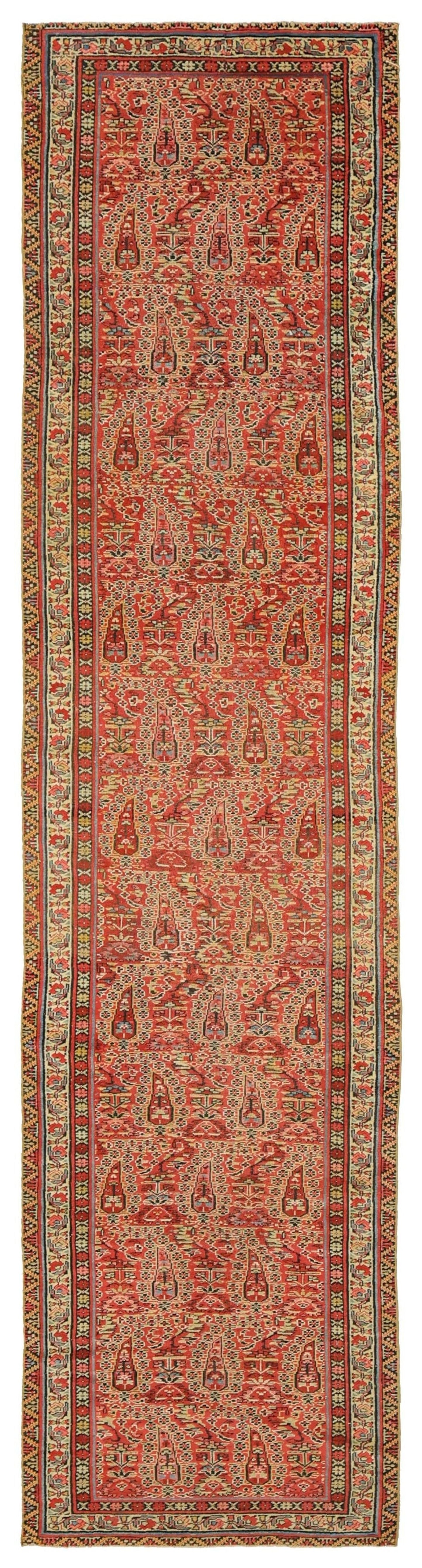 Antique NW Persian handwoven tribal rug, J69186, red with intricate detailing.

