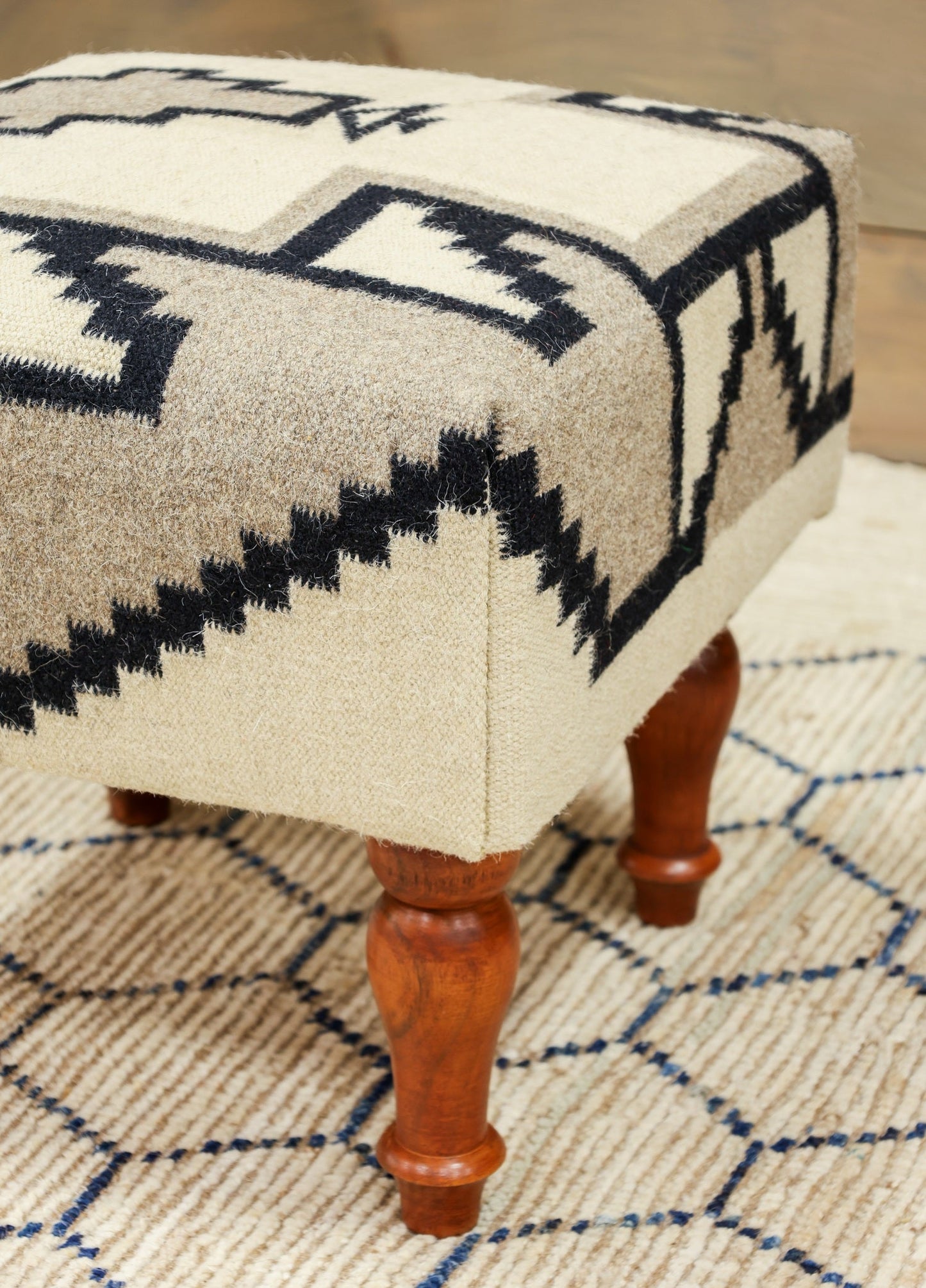 Navajo Design Rug Foot Stool, J80250