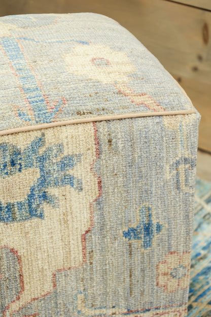 Oushak Rug Ottoman, J80375