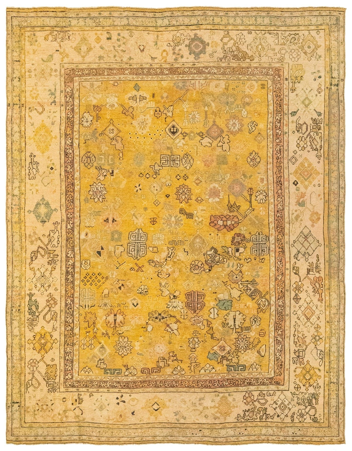 Antique Oushak Handwoven Tribal Rug