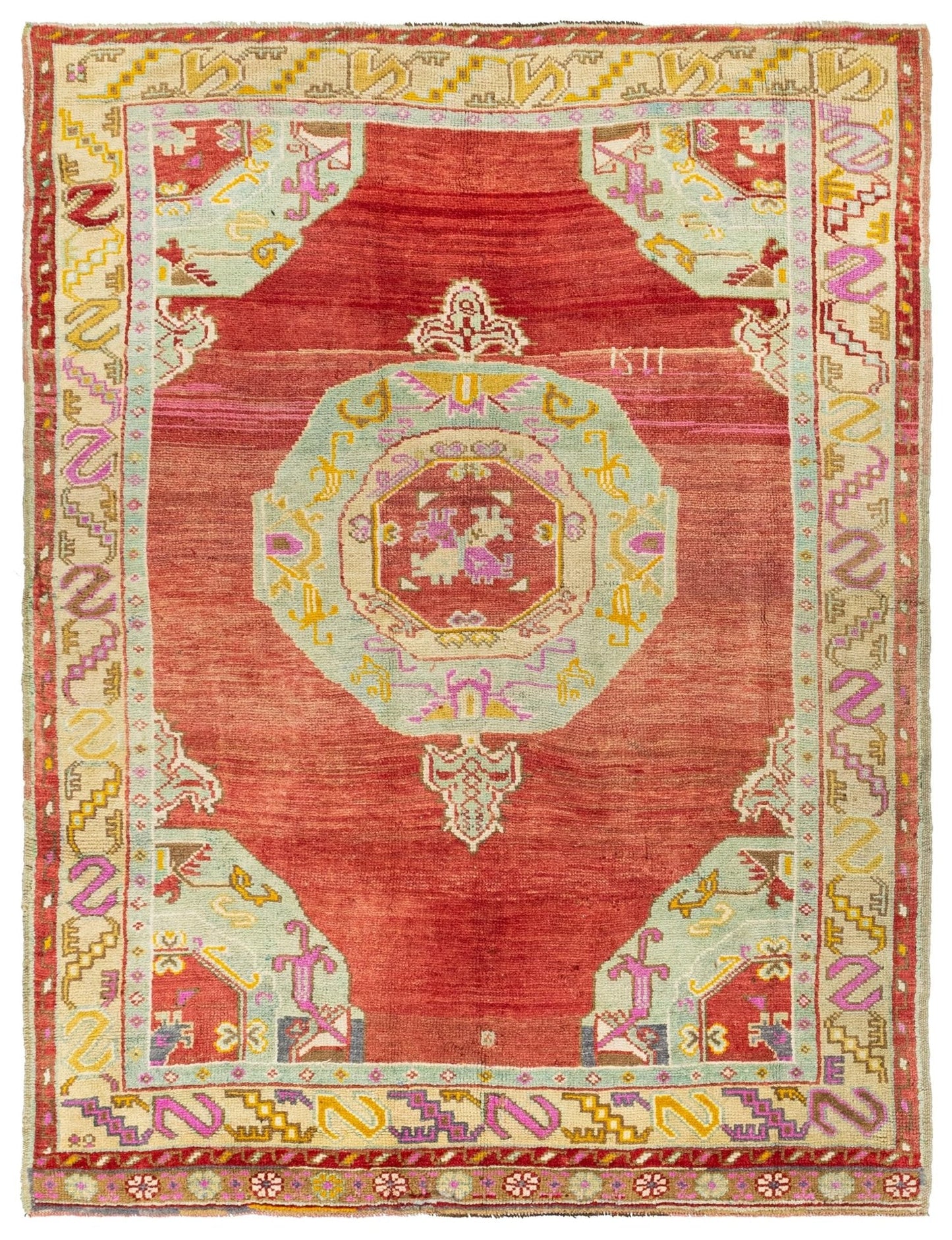 Vintage Oushak Handwoven Tribal Rug