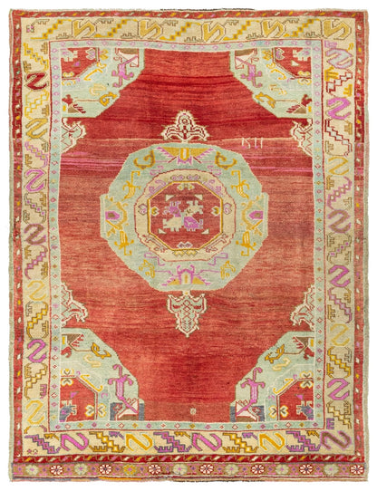 Vintage Oushak Handwoven Tribal Rug