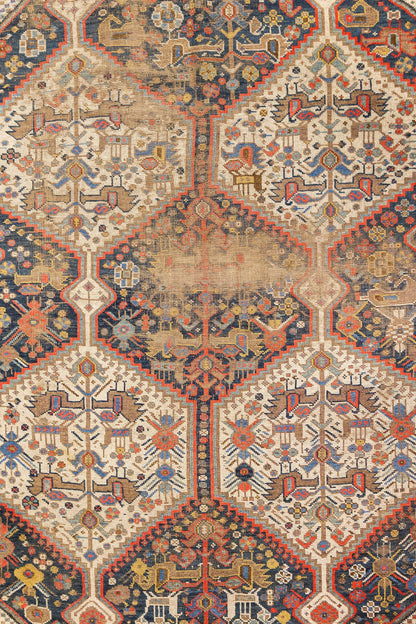 Vintage Qashqai Handwoven Tribal Rug, J87328