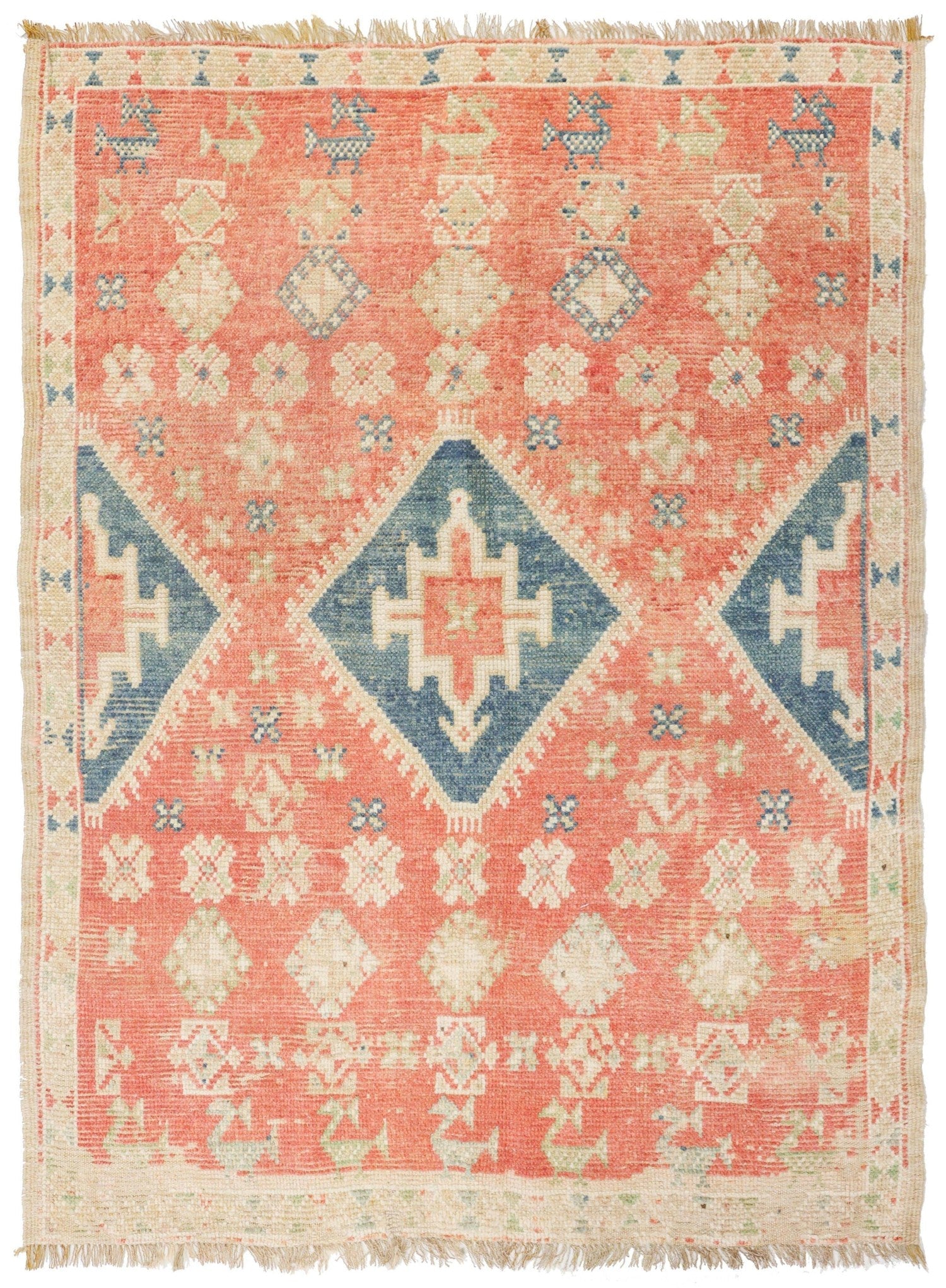 Vintage Rabat Handwoven Tribal Rug