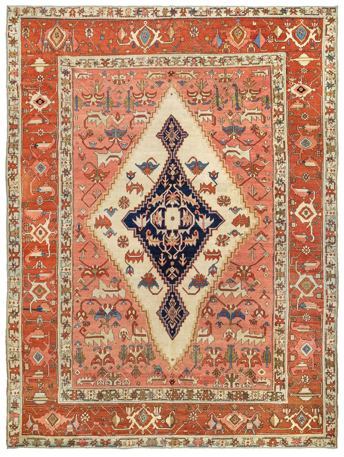 Antique Serapi Handwoven Tribal Rug