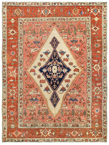 Antique Serapi Handwoven Tribal Rug