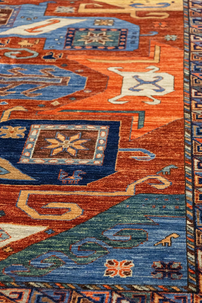 Star Kazak Handwoven Tribal Rug, J86197
