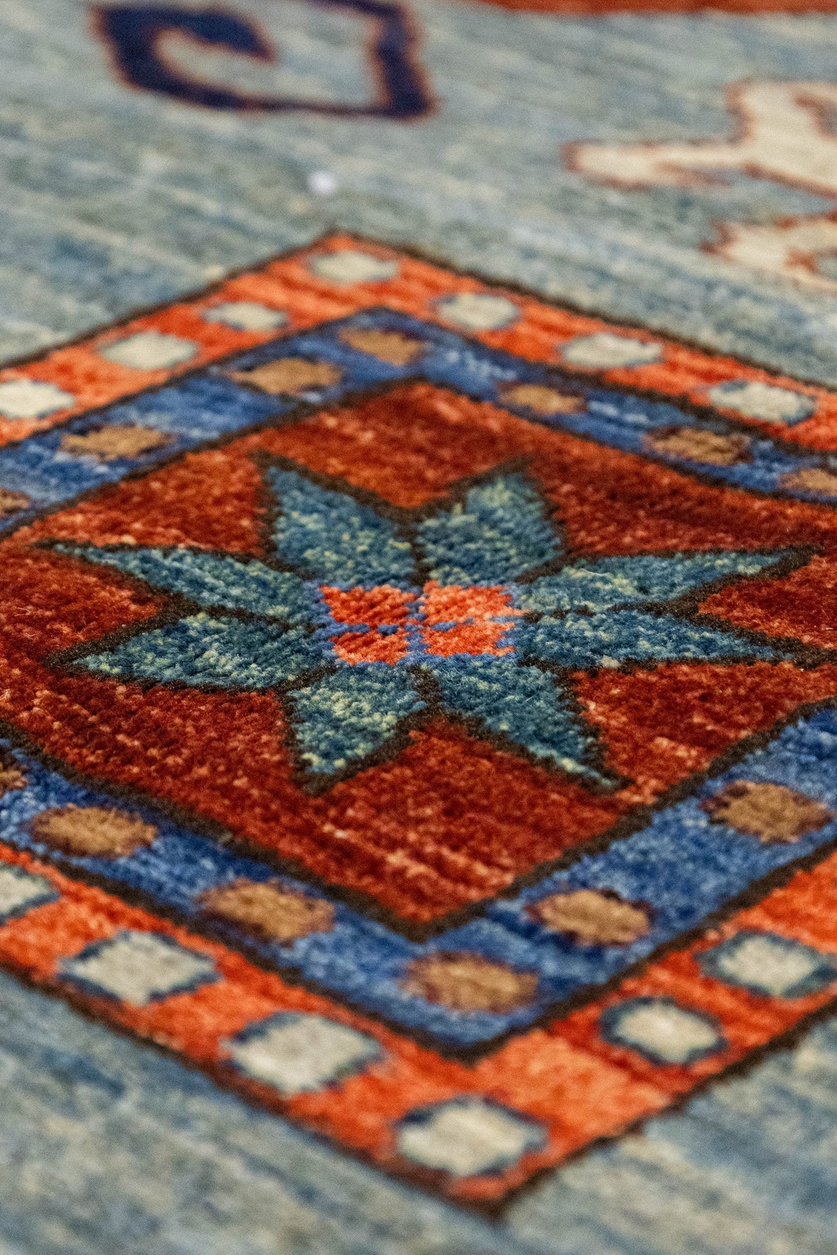 Star Kazak Handwoven Tribal Rug, J86197