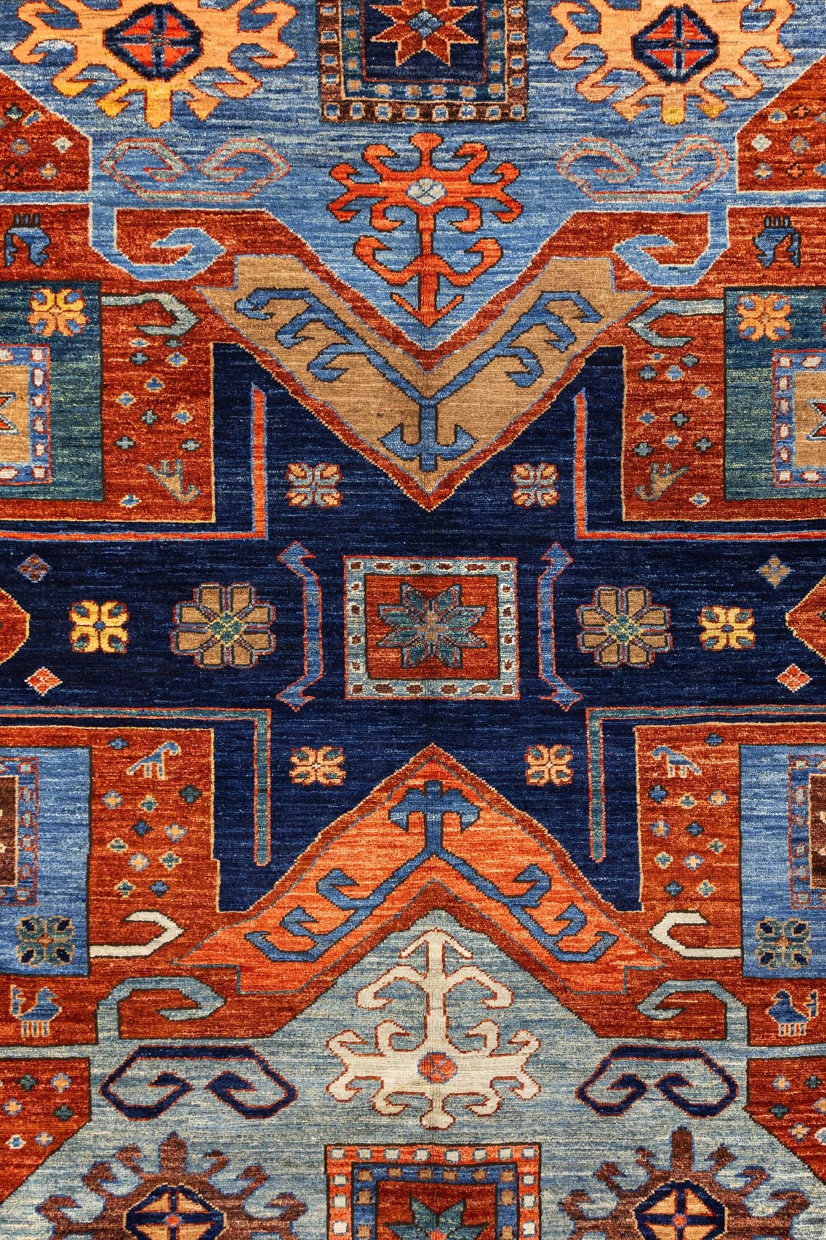Star Kazak Handwoven Tribal Rug, J86197