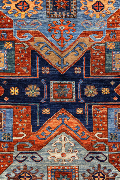 Star Kazak Handwoven Tribal Rug, J86197
