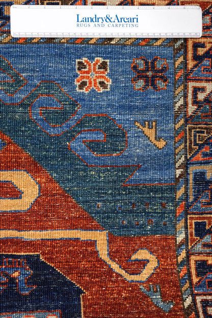 Star Kazak Handwoven Tribal Rug, J86197