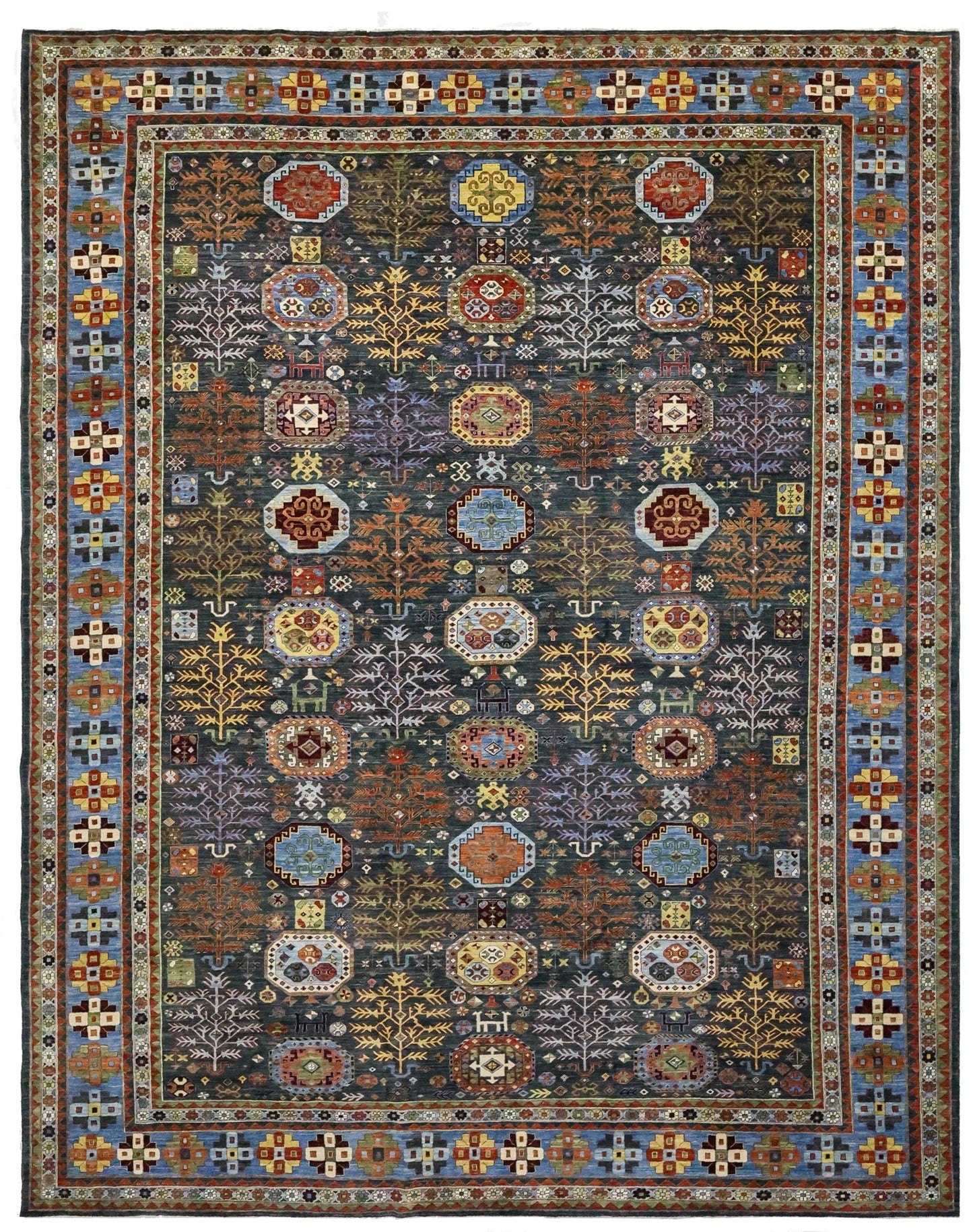 Tree Kazak Handwoven Tribal Rug