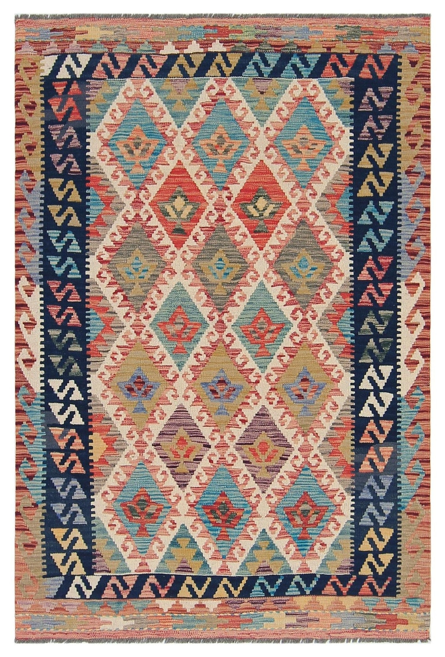 Uzbek Kilim Handwoven Tribal Rug