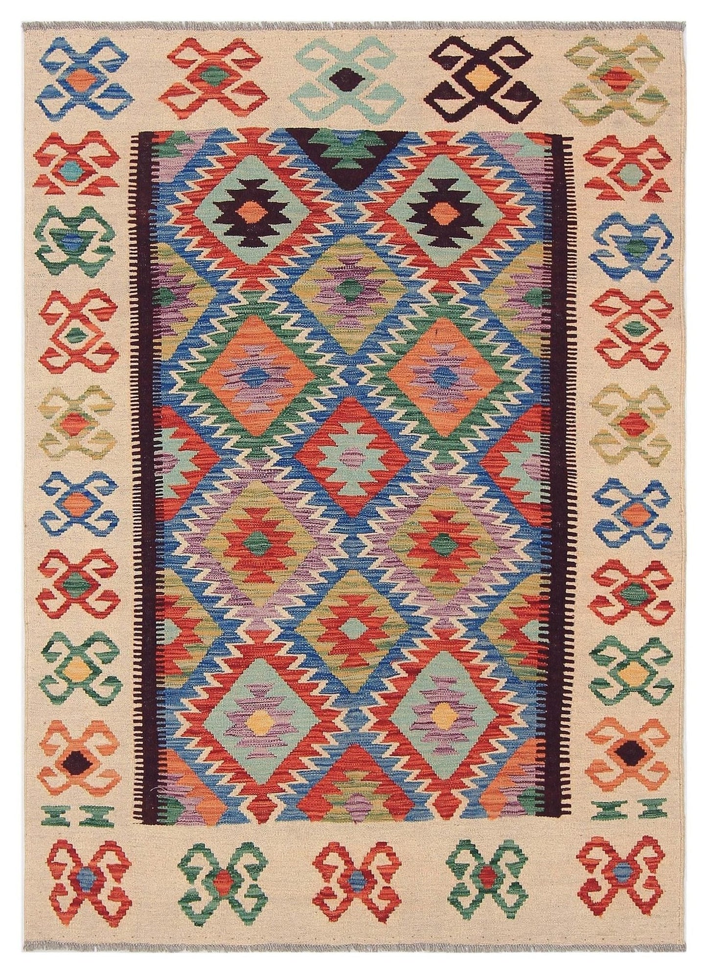 Uzbek Kilim Handwoven Tribal Rug