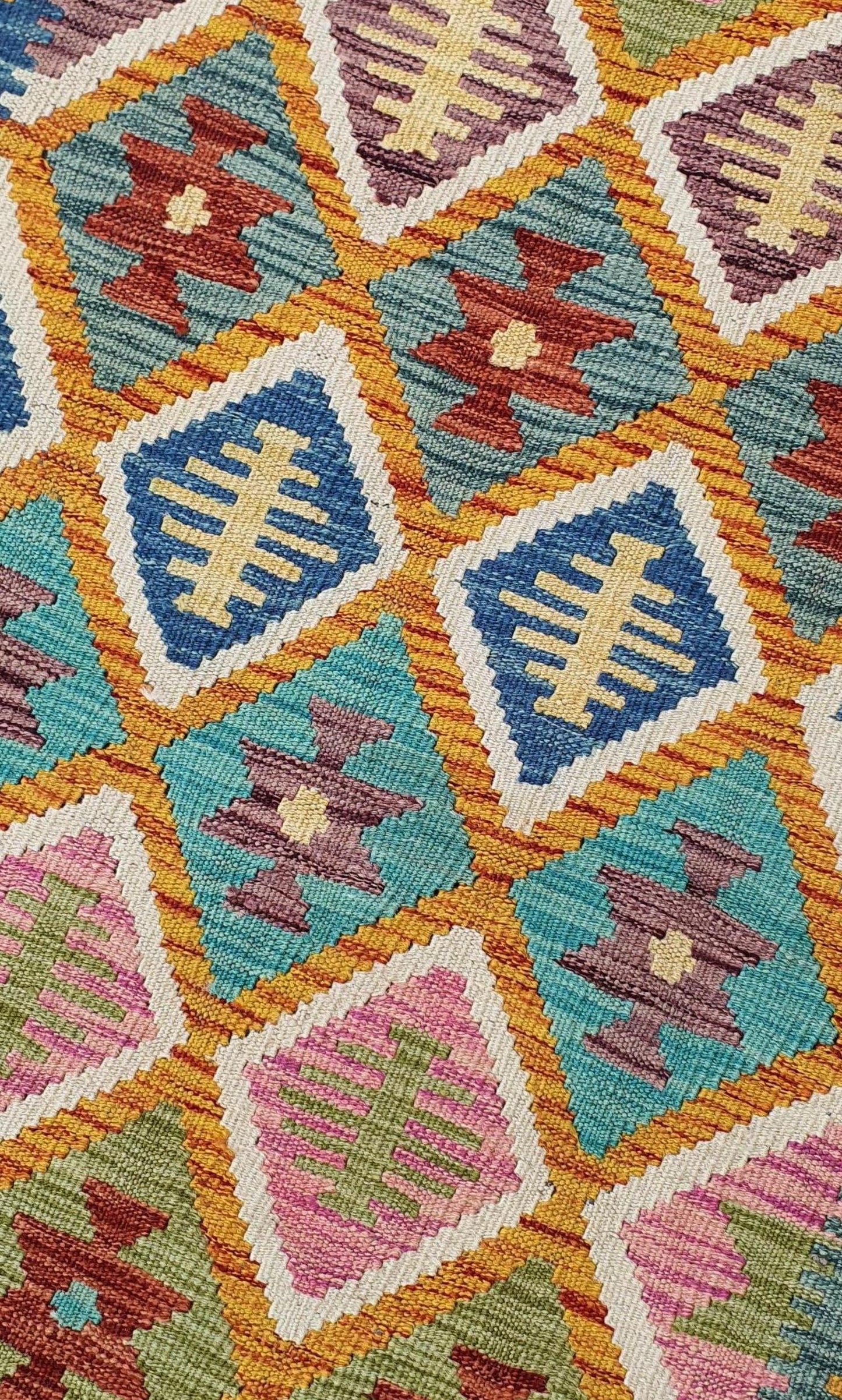 Uzbek Kilim Handwoven Tribal Rug, J80191