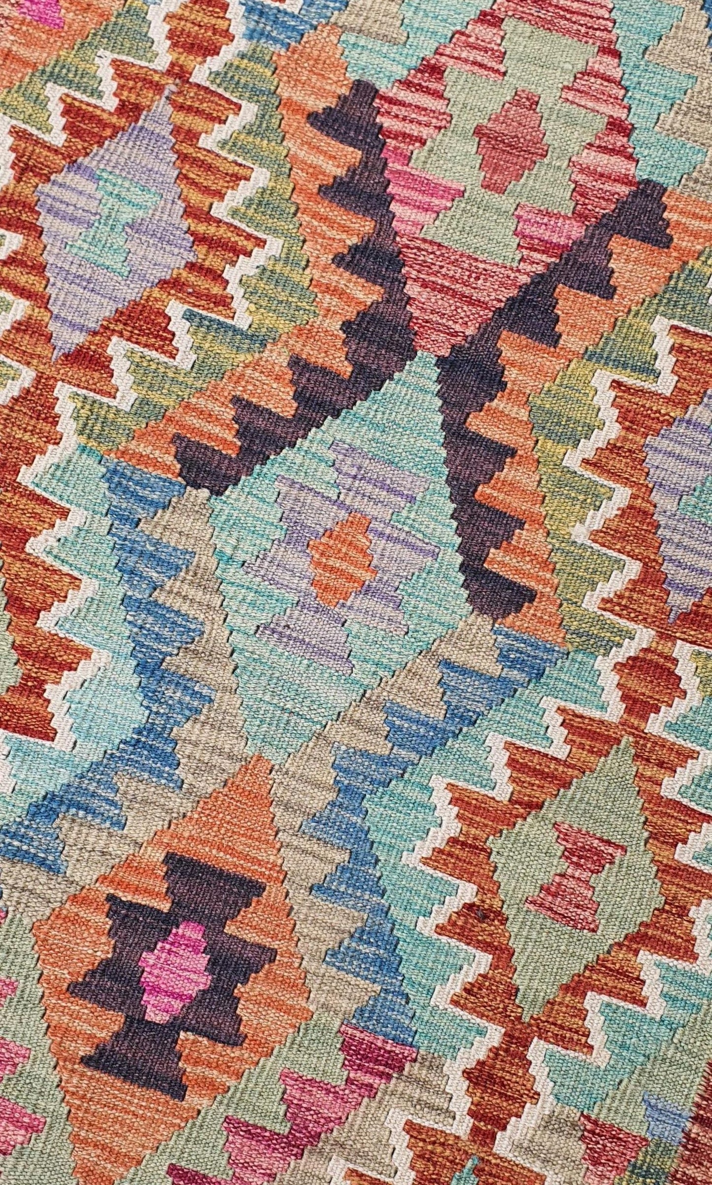 Uzbek Kilim Handwoven Tribal Rug, J80202
