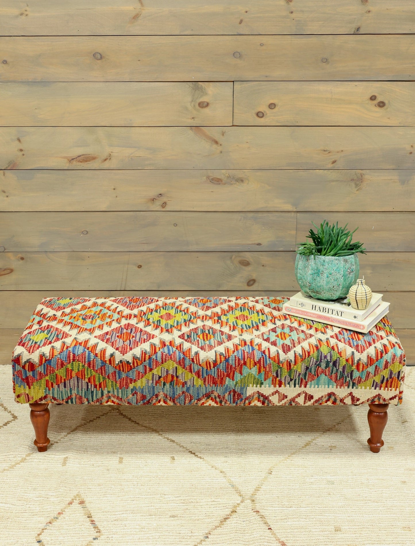 Uzbek Kilim Design Rug Bench, J80226