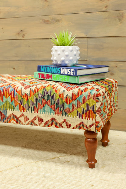 Uzbek Kilim Design Rug Bench, J80226
