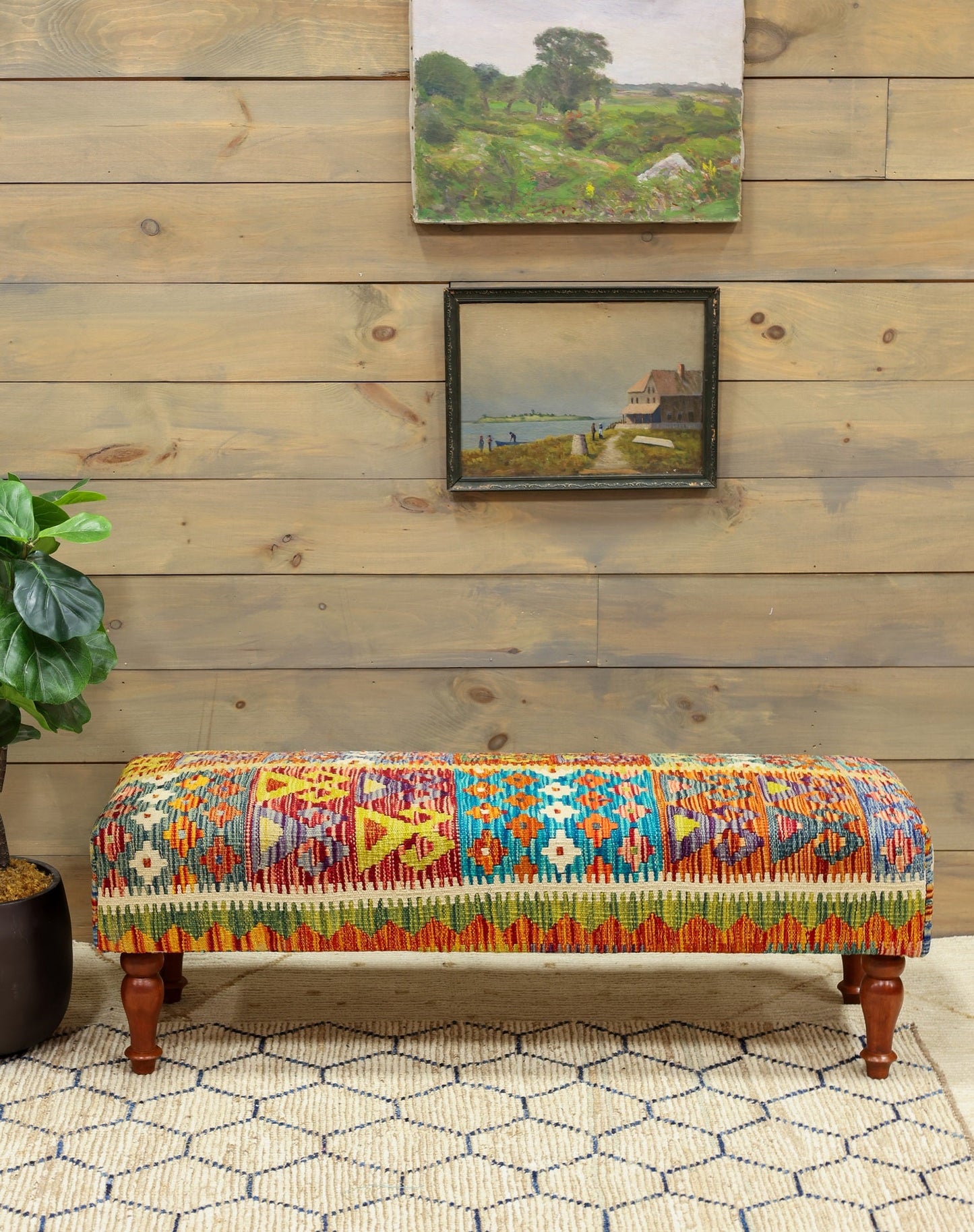 Uzbek Kilim Rug Bench, J80228
