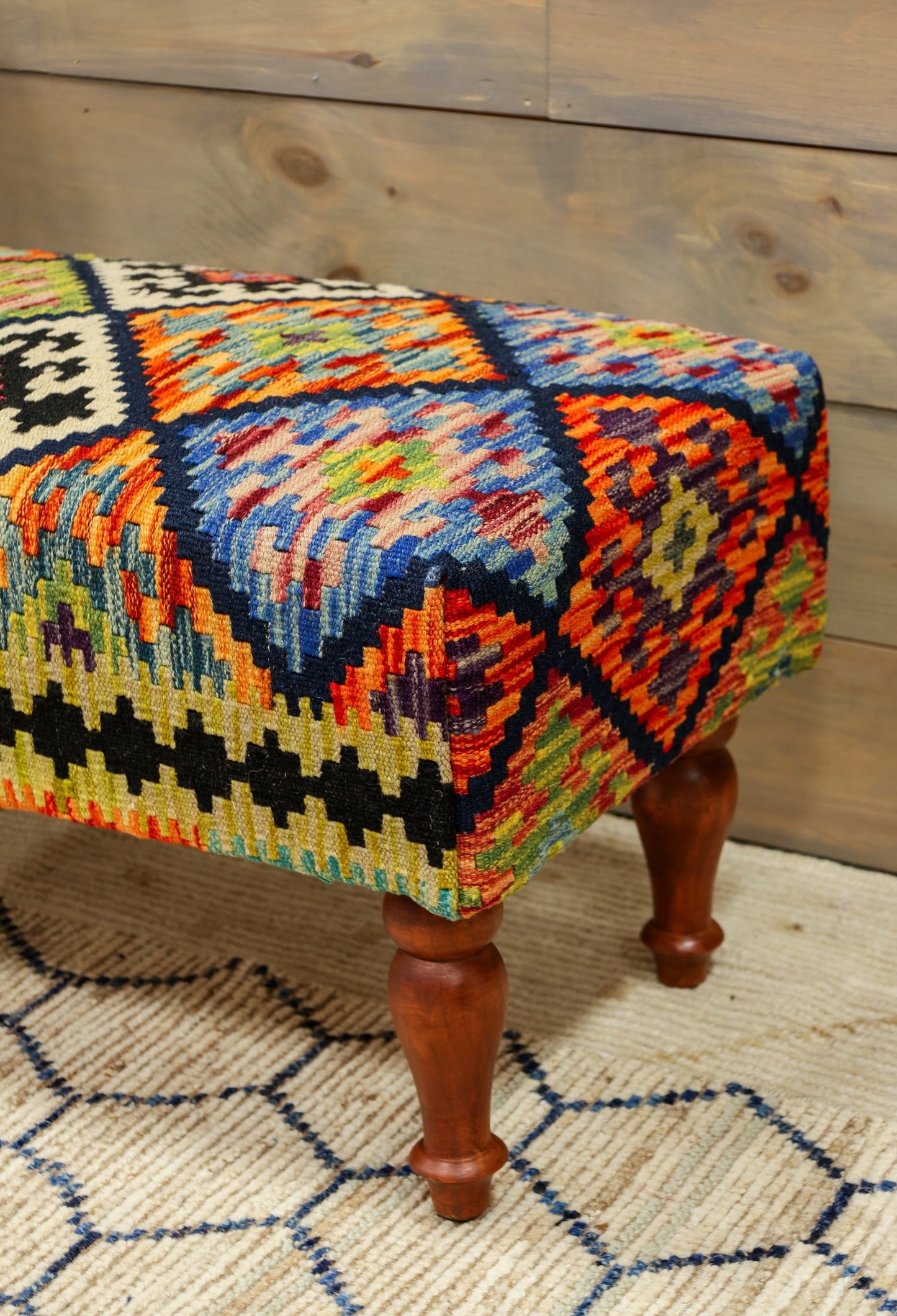 Uzbek Kilim Design Rug Bench, J80229