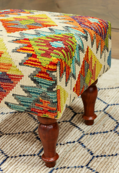 Uzbek Kilim Rug Foot Stool, J80238