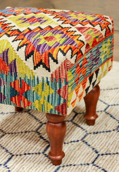 Uzbek Kilim Rug Foot Stool, J80245