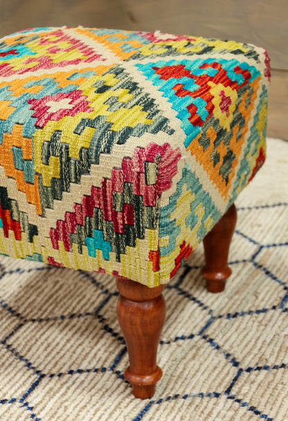 Uzbek Kilim Rug Foot Stool, J80246
