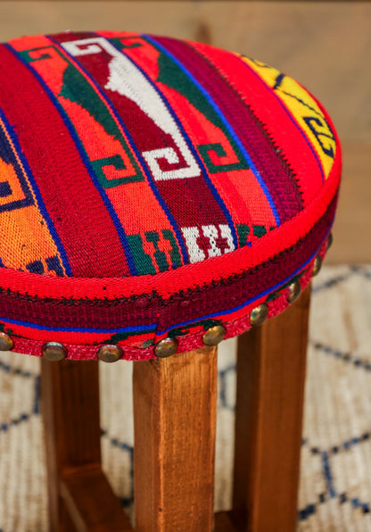 Small Uzbek Kilim Rug Stool, J80252
