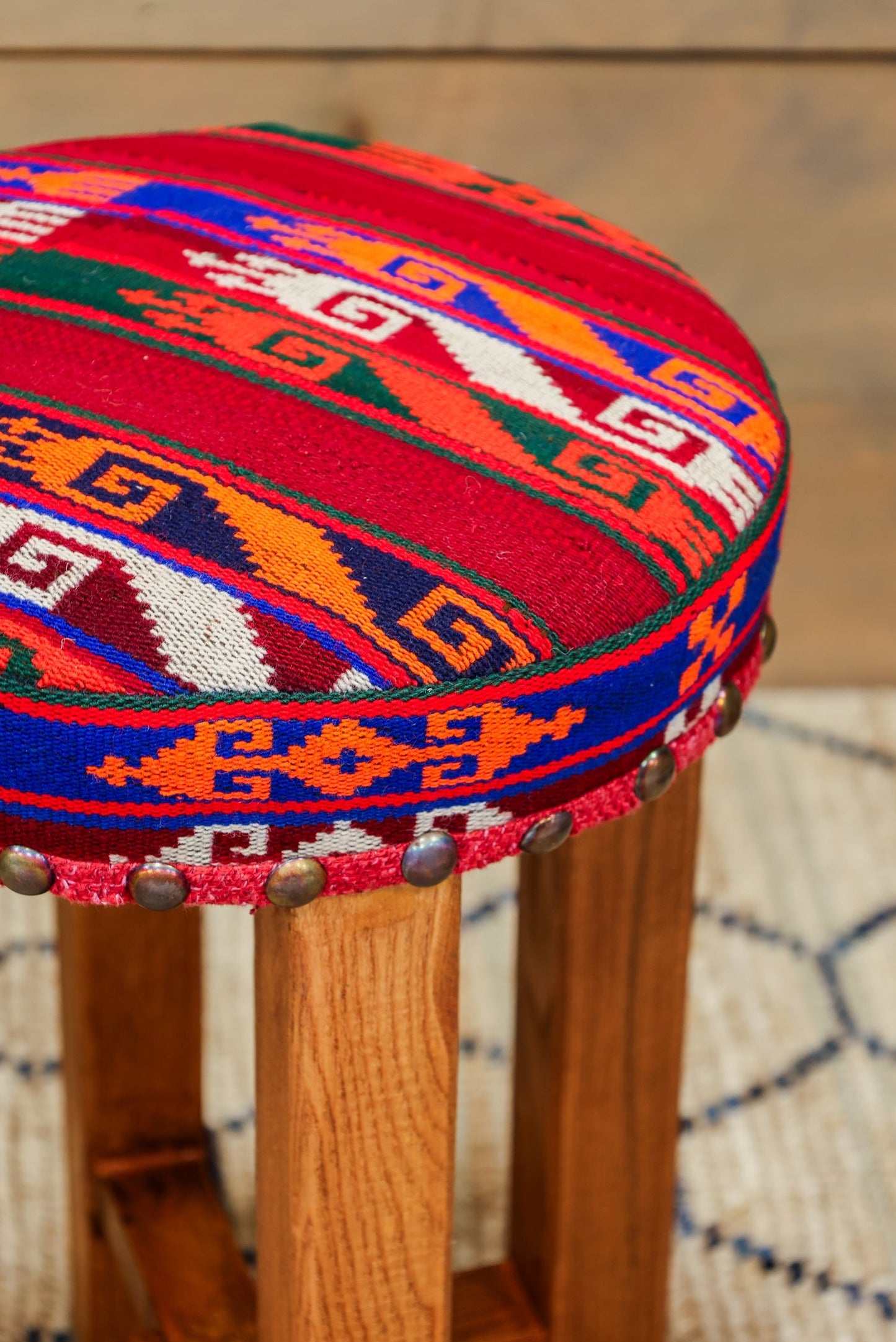 Small Uzbek Kilim Rug Stool, J80257
