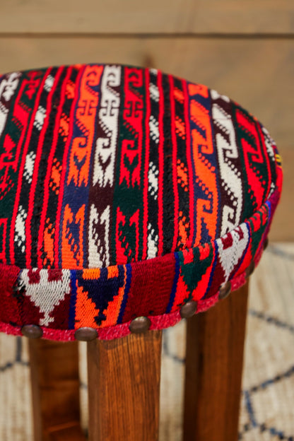 Small Uzbek Kilim Rug Stool, J80260