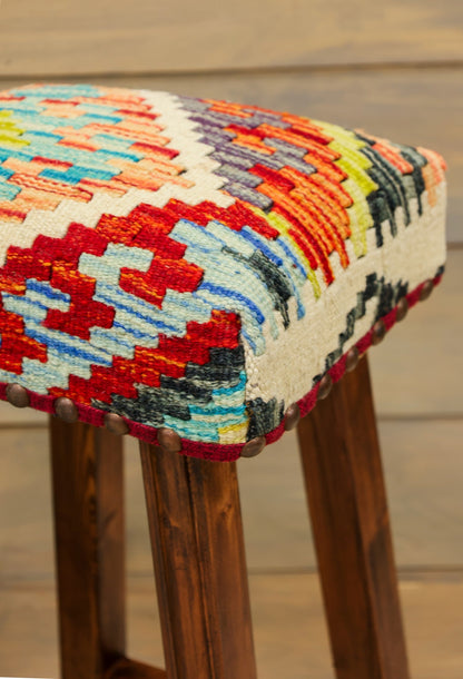 Tall Uzbek Kilim Rug Stool, J80263