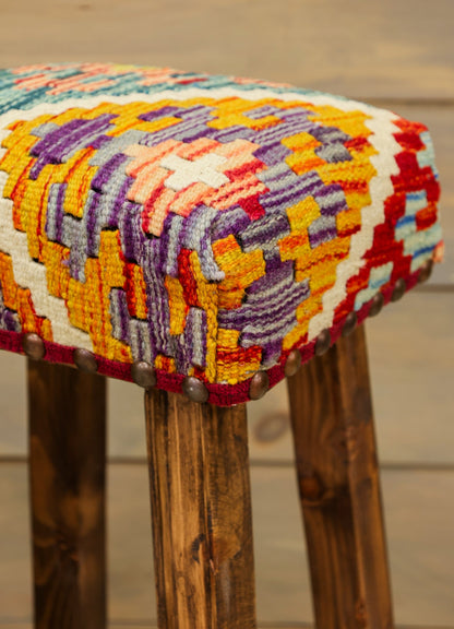 Tall Uzbek Kilim Rug Stool, J80264