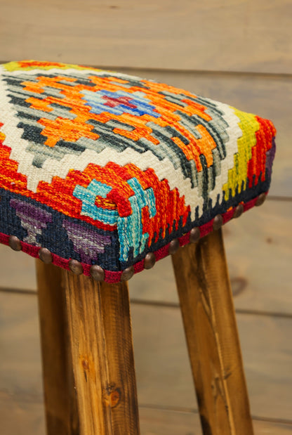 Tall Uzbek Kilim Rug Stool, J80265