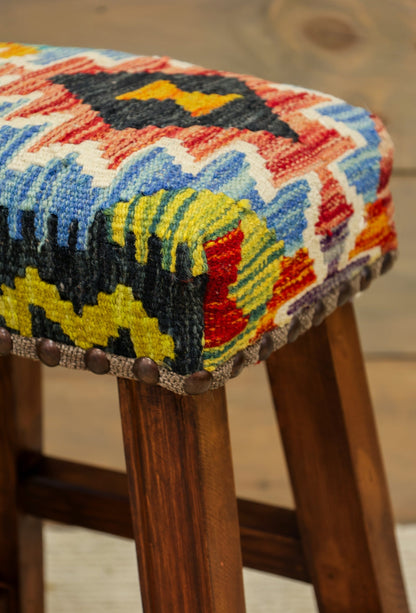 Small Uzbek Kilim Rug Stool, J80266