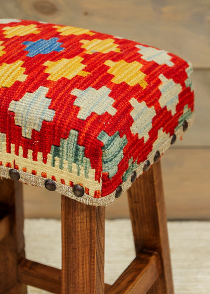 Small Uzbek Kilim Rug Stool, J80267