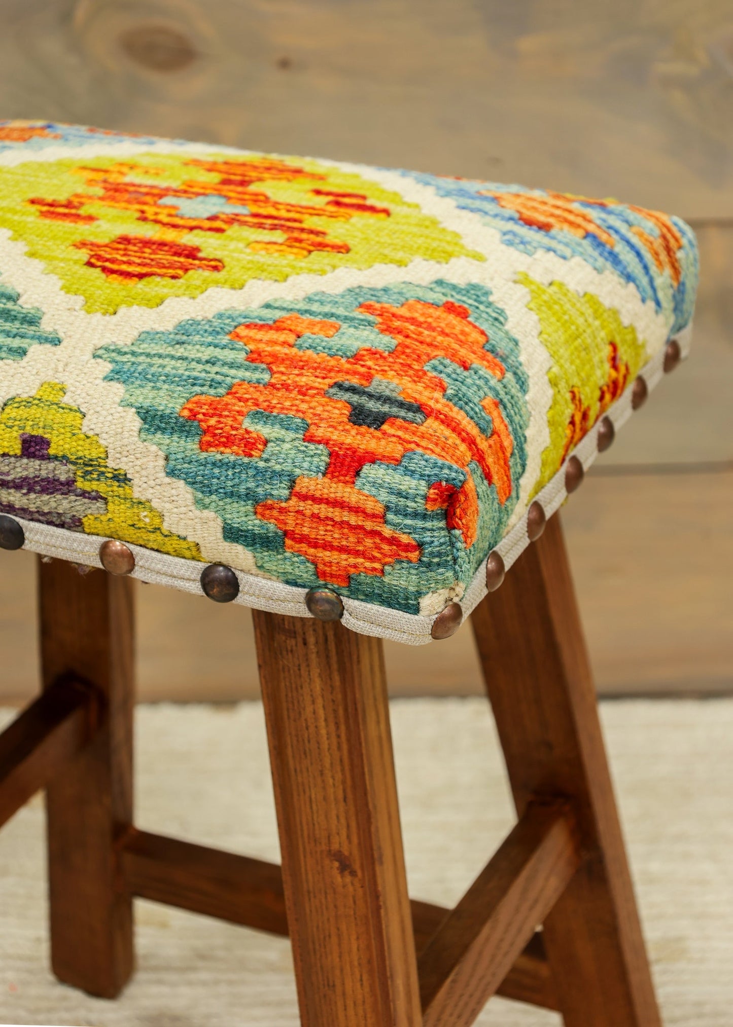 Small Uzbek Kilim Rug Stool, J80268