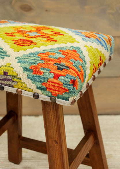 Small Uzbek Kilim Rug Stool, J80268
