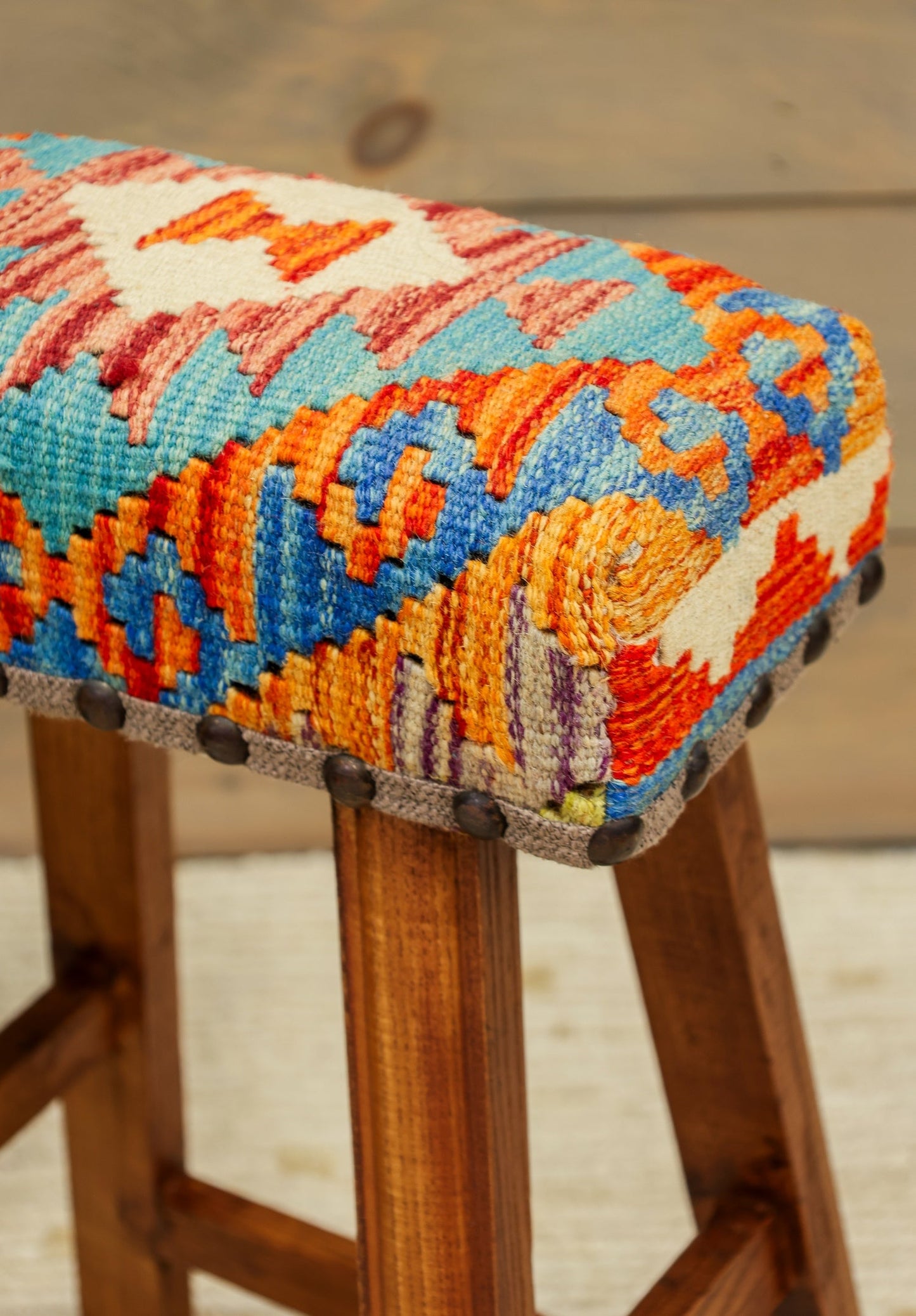 Small Uzbek Kilim Rug Stool, J80271