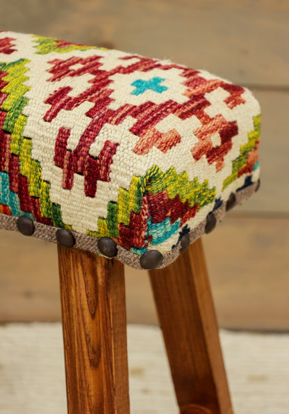 Small Uzbek Kilim Rug Stool, J80272