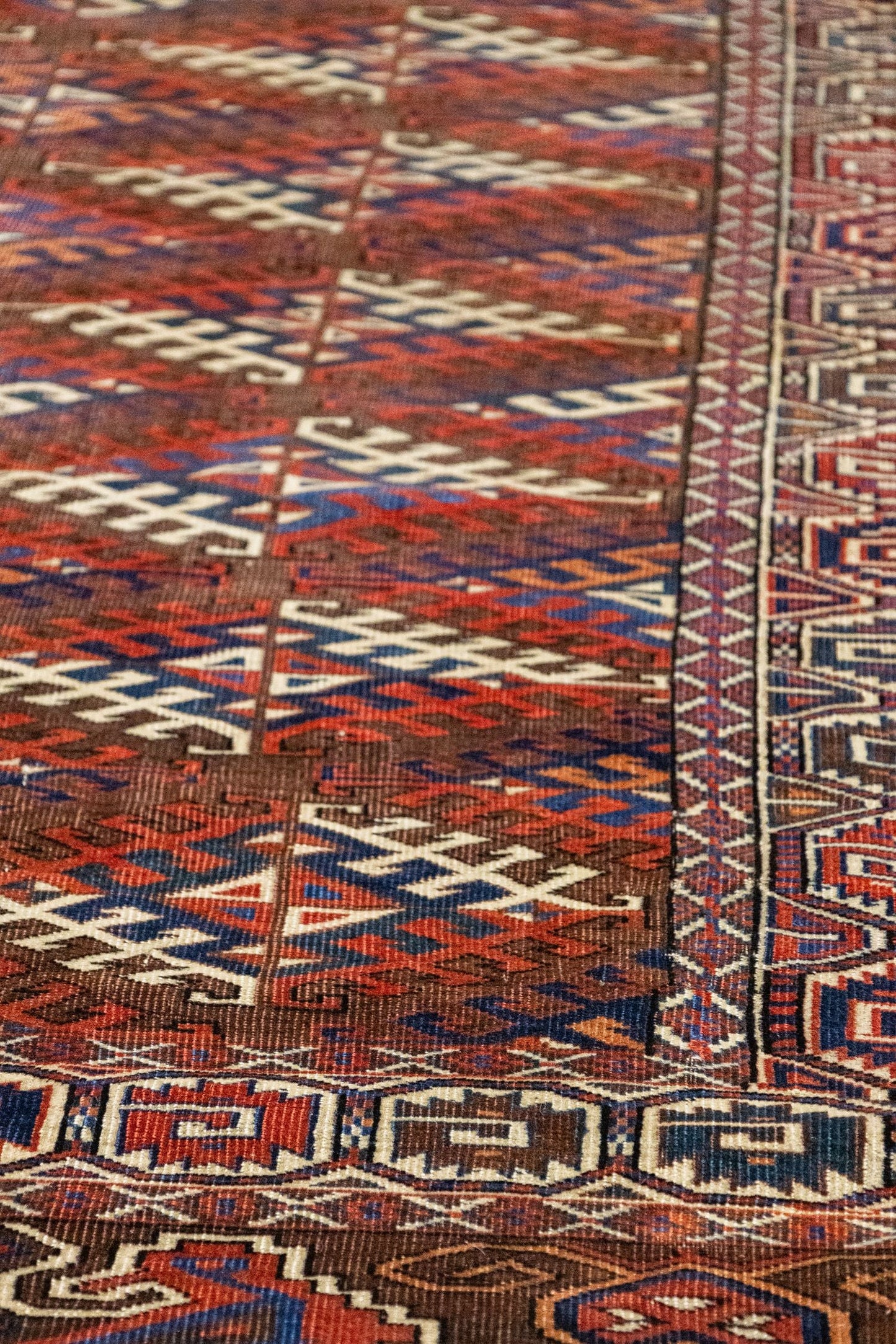 Antique Yomut Handwoven Tribal Rug, J87284