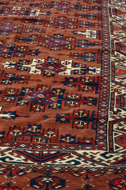 Antique Yomut Handwoven Tribal Rug, J87303