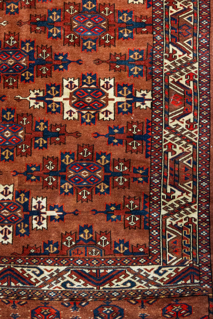 Antique Yomut Handwoven Tribal Rug, J87303