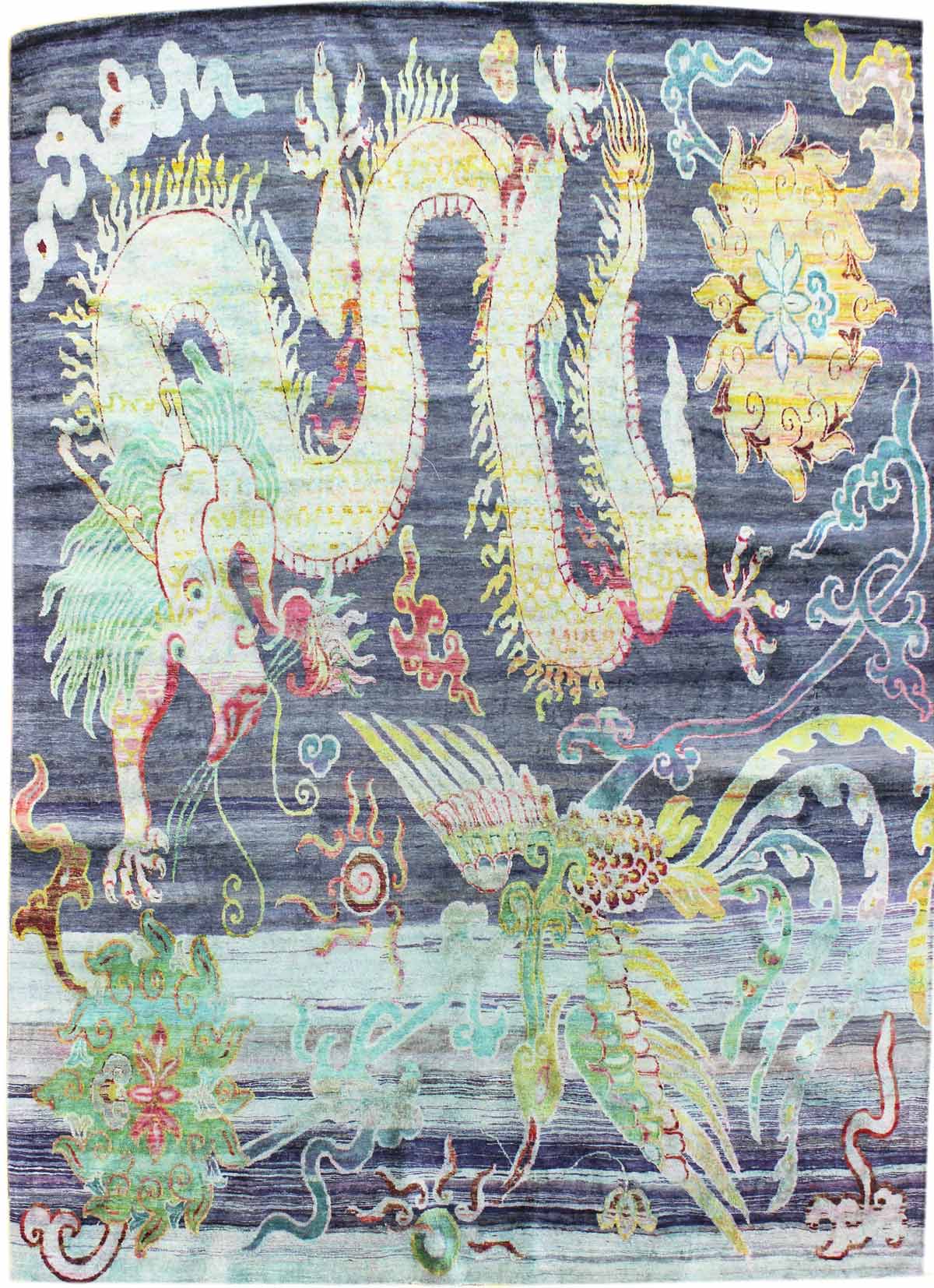 Dragon And Phoenix Handwoven Contemporary Rug