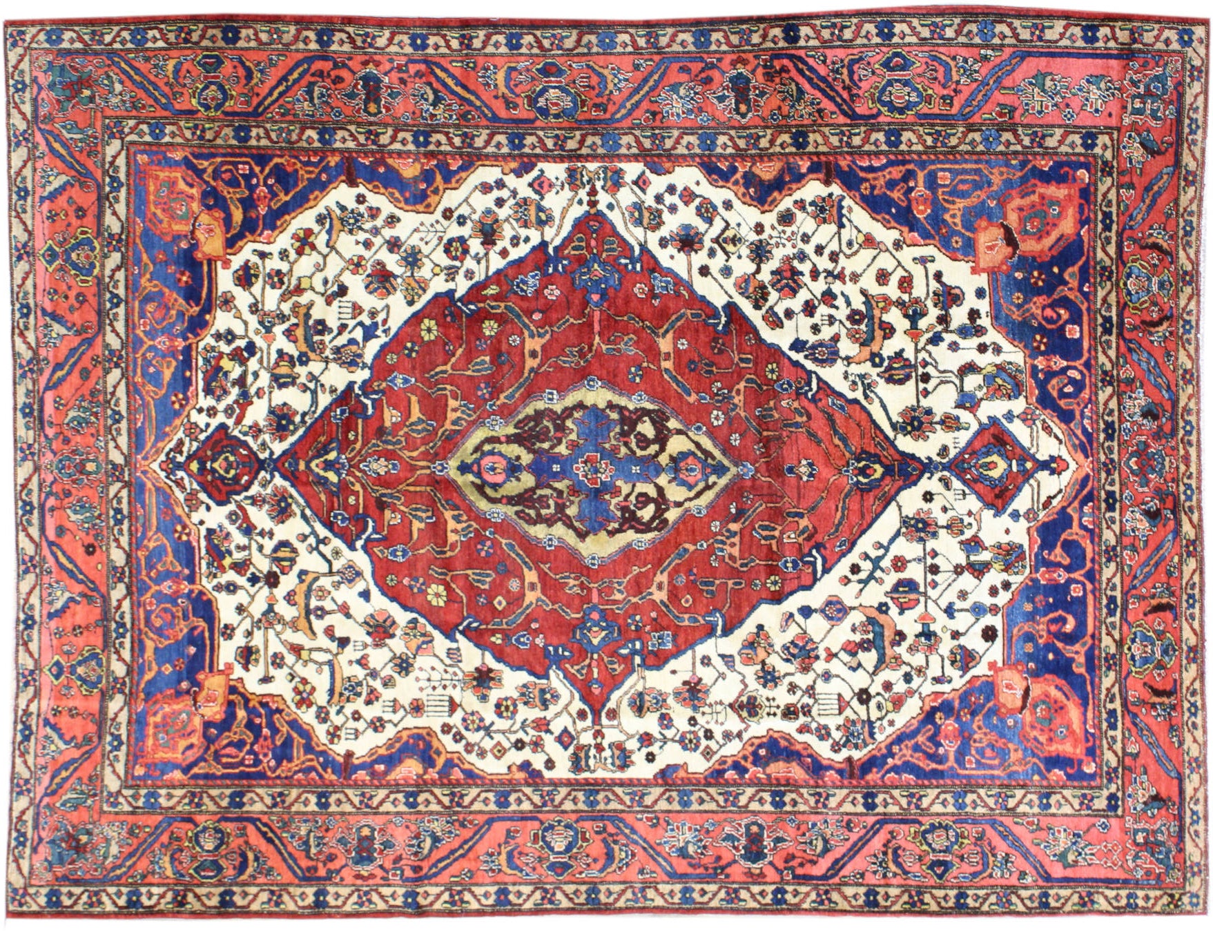 Antique Bakhtiari Handwoven Traditional Rug