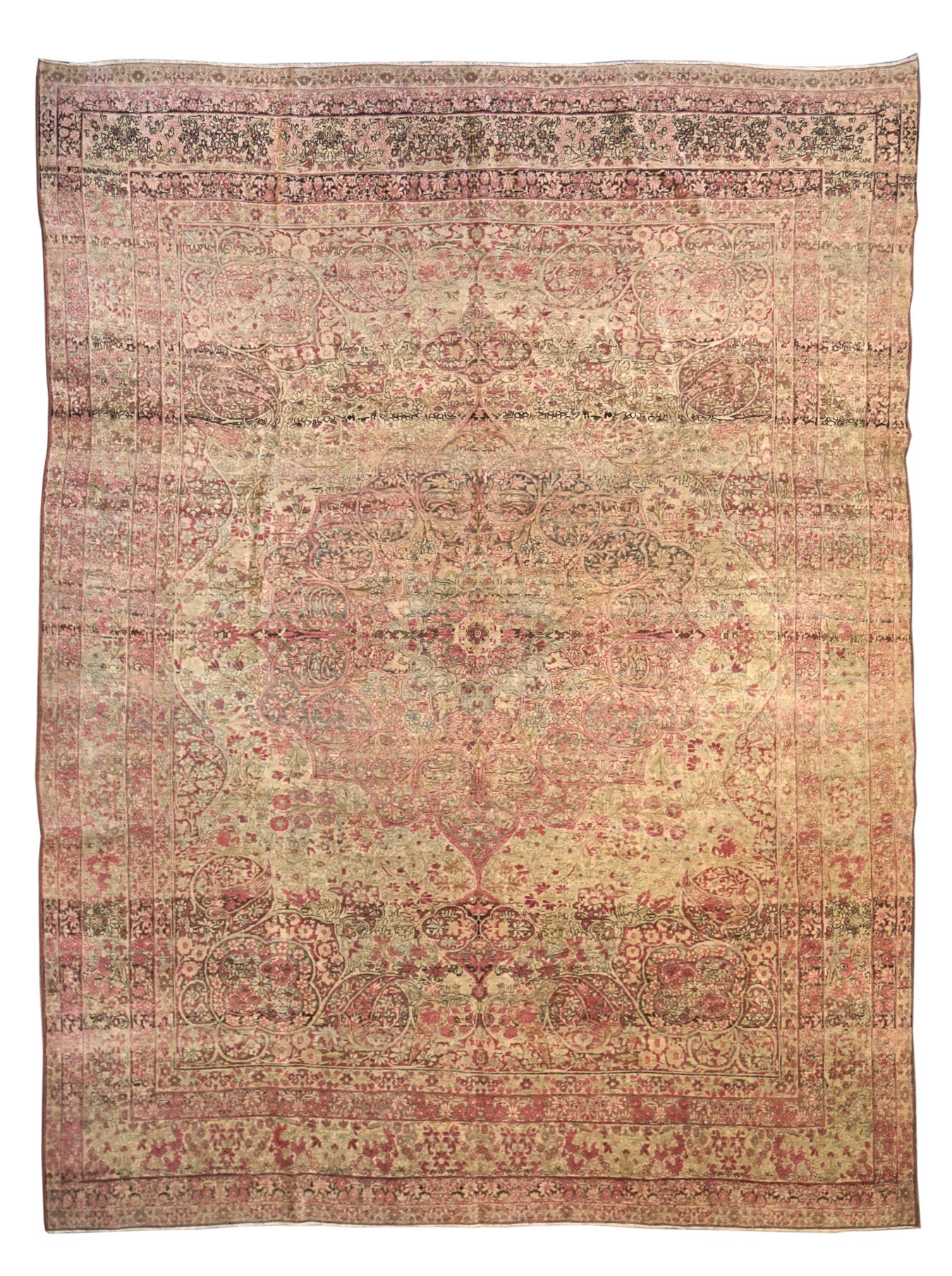 Antique Lavar Kerman Handwoven Traditional Rug