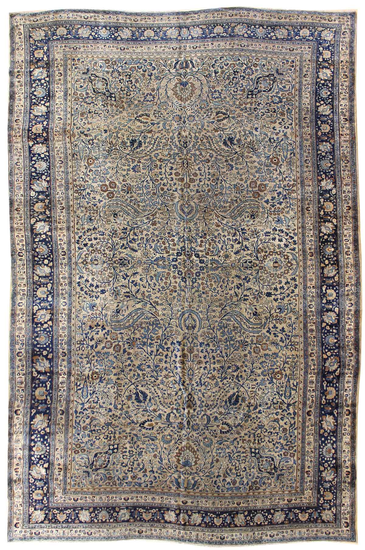 Antique Mashad Handwoven Traditional Rug