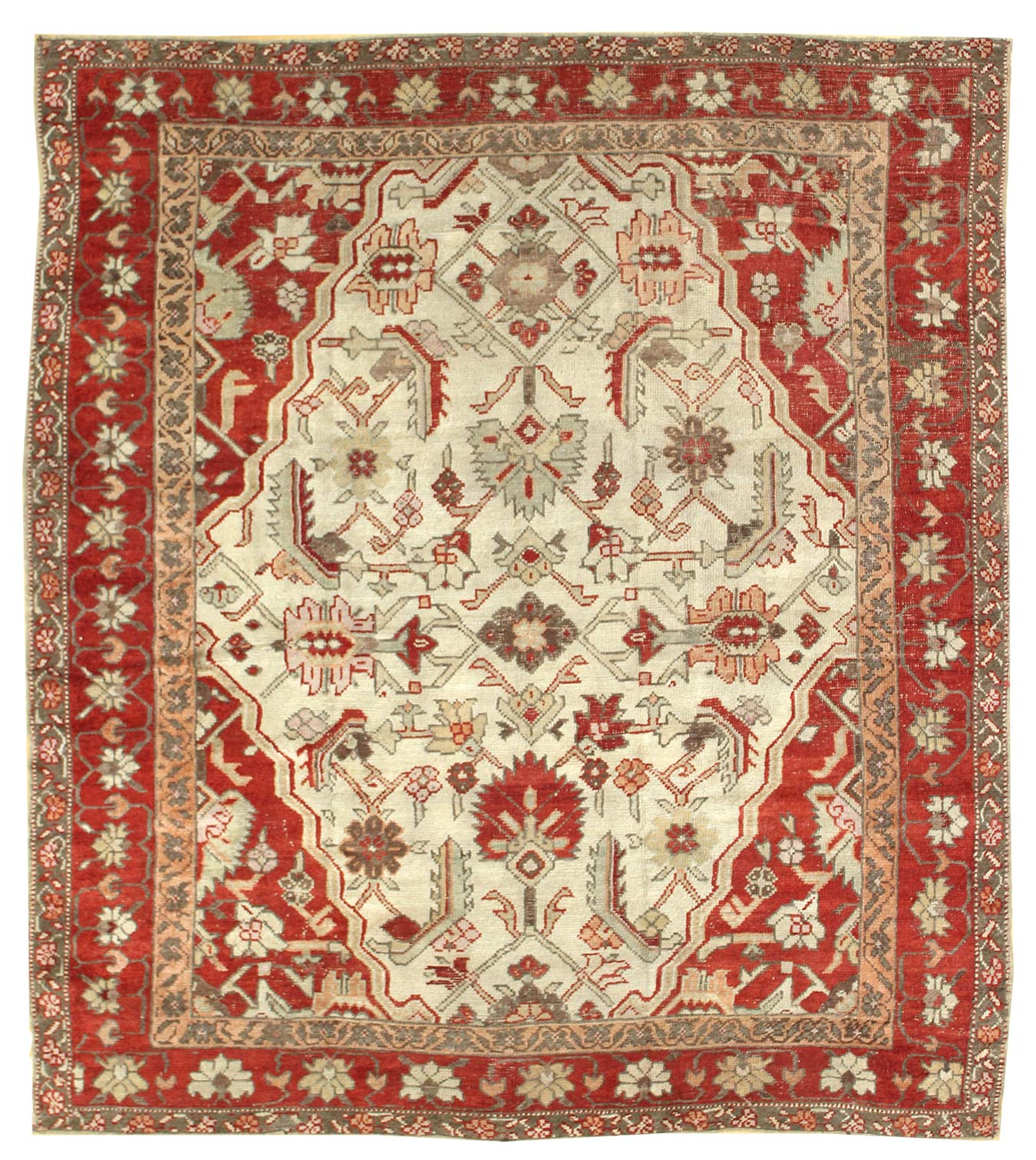 Antique Oushak Handwoven Traditional Rug